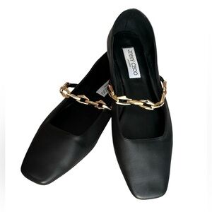 Jimmy Choo Diamond Tilda Flats Black Leather